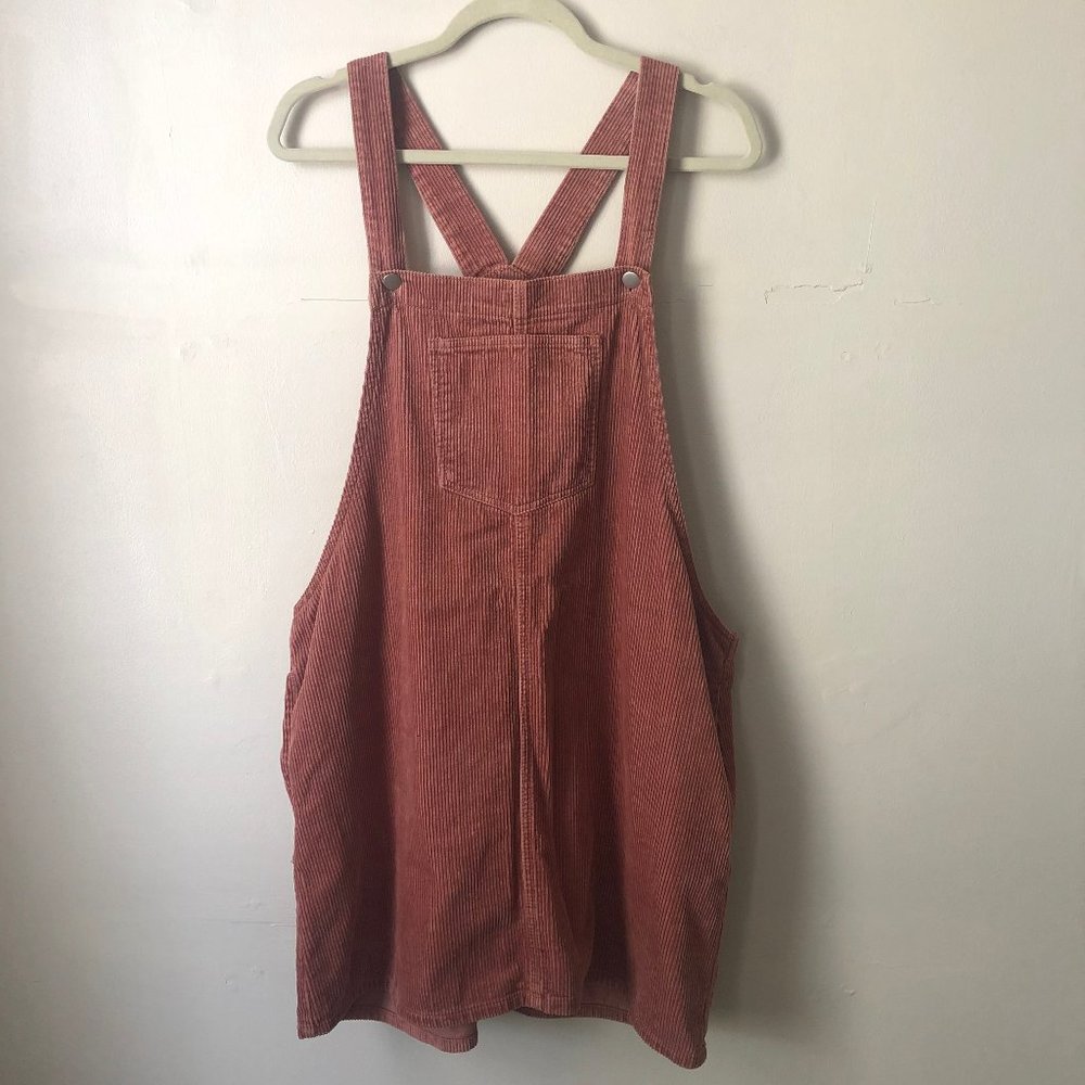 Pink Corduroy Overall Dress